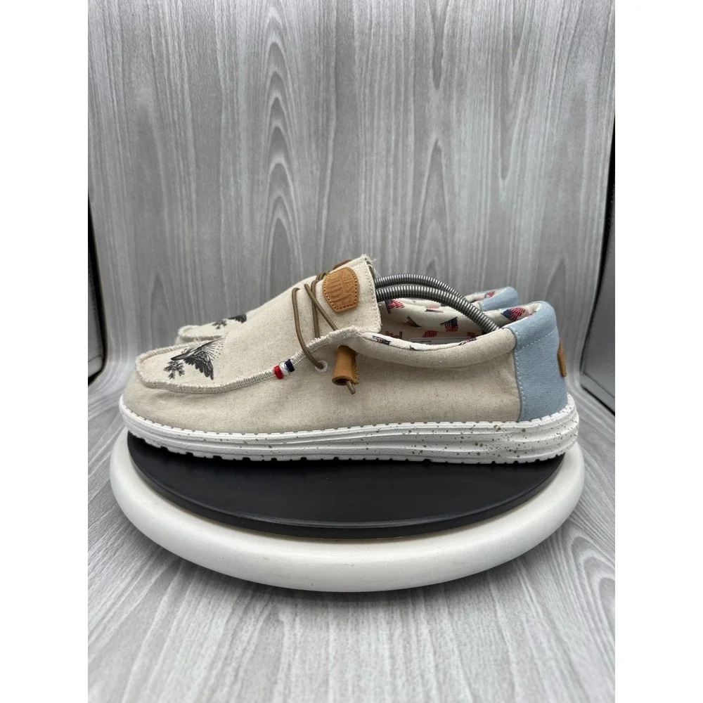 Hey Dude Wally Americana Eagle Flag Mens Size 13 Casual Slip On Canvas Shoes